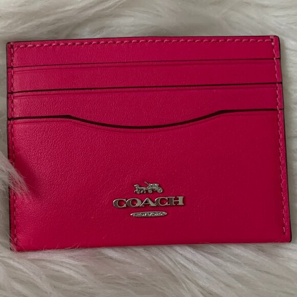 COACH Slim ID Card Case Smooth Leather in Dragon Fruit Pink - Picture 2 of 3